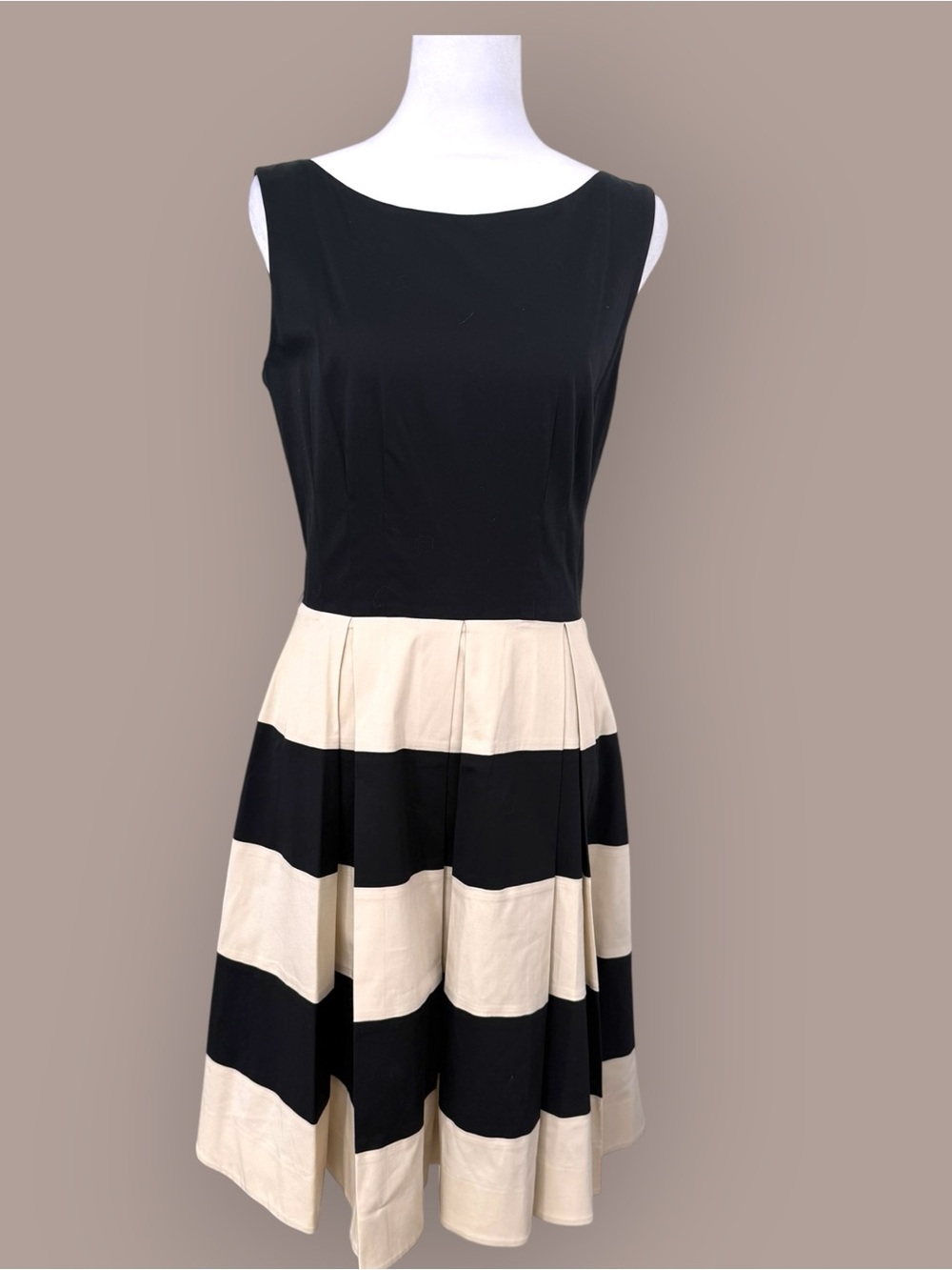 kate spade Black and White-Cream Striped Fit-and-Flare Dress